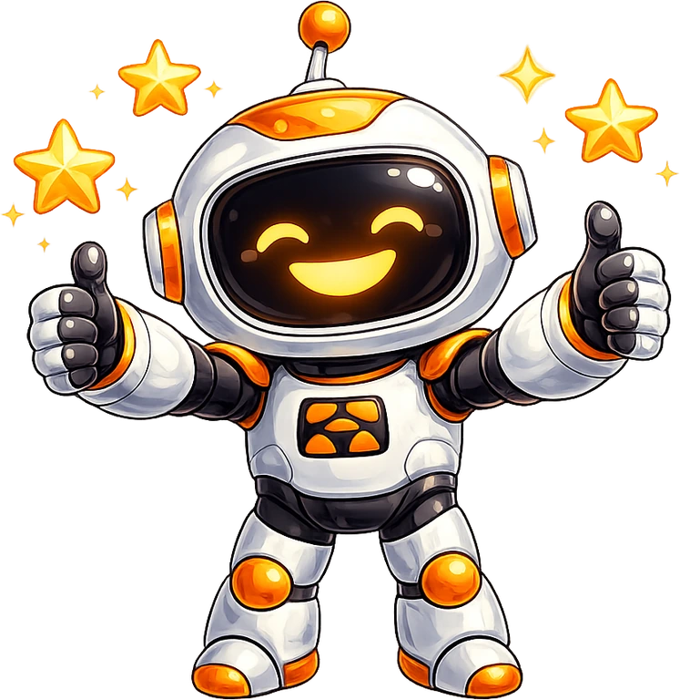 iRankNow mascot giving a happy double thumbs-up with 5 stars