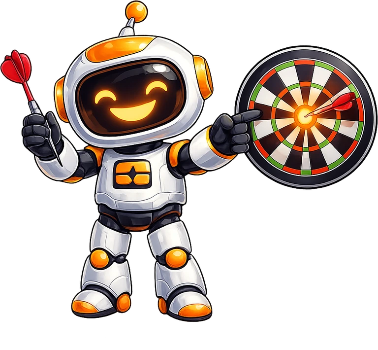 iRankNow mascot hitting a bullseye with a dart